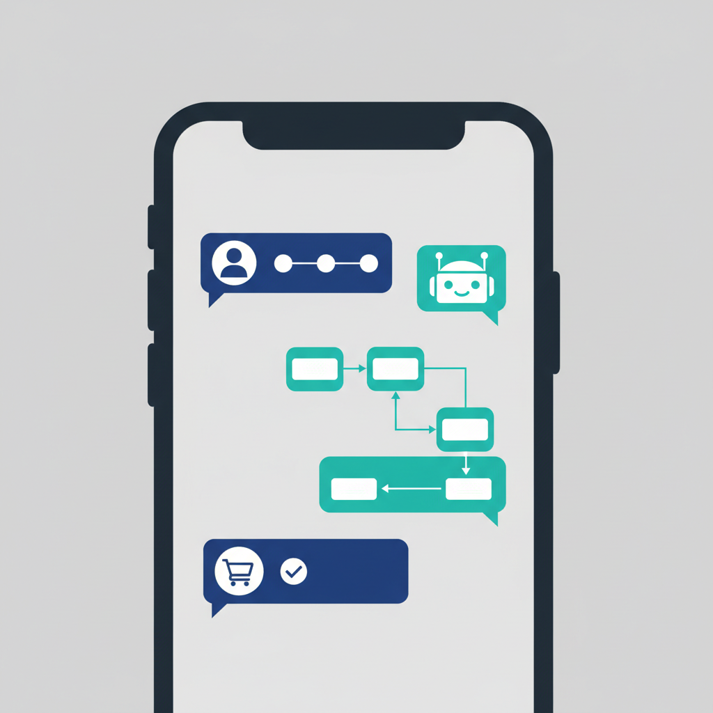 Close-up of a smartphone screen showing a personalized chatbot conversation flow with a customer