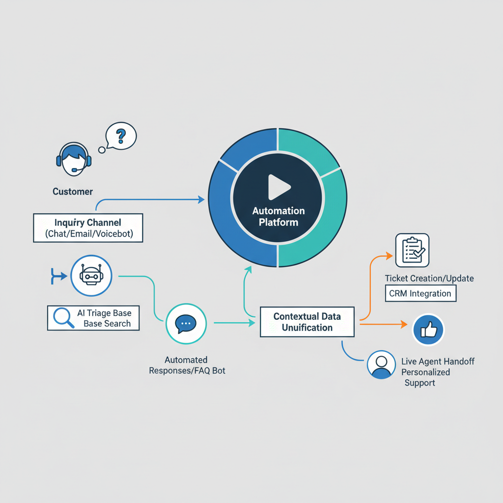 Infographic illustrating customer support automation flow
