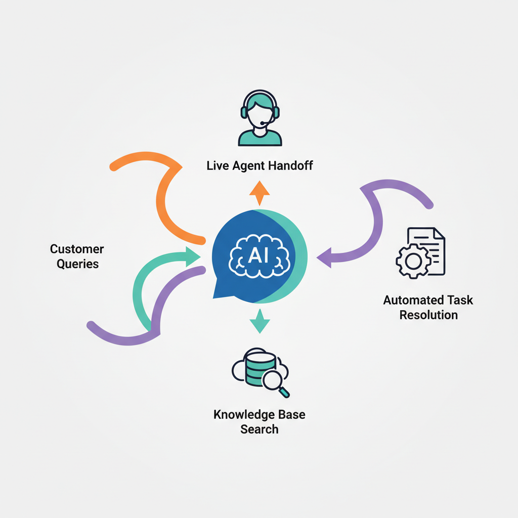 Diagram showing how an AI chatbot intelligently routes customer queries
