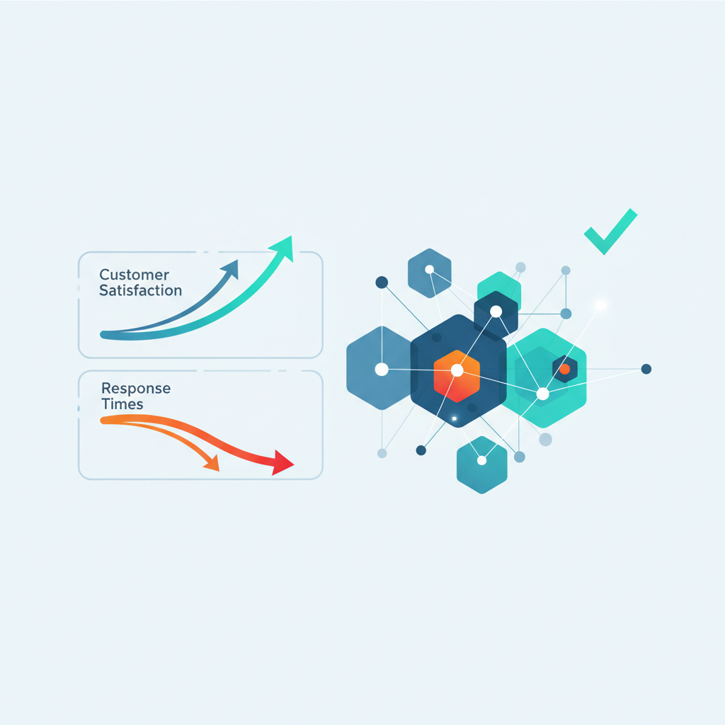 Graphs showing significant improvement in customer satisfaction and response times